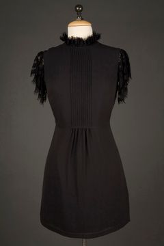 Denise Dobby Georgette Shift Dress w/ Lace