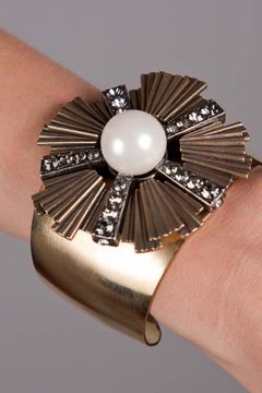 Machette Soleil Pearl and Crystal-Embellished Cuff