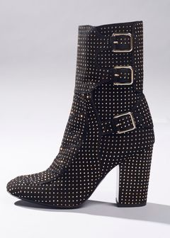 Merli Suede Stacked Bootie w/Studs