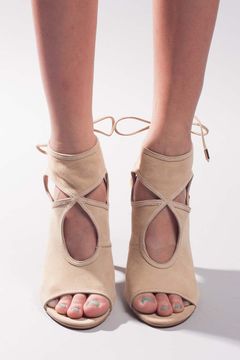 Nude Sexy Thing Suede Peep Toe Bootie