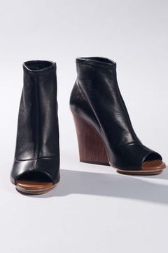 Stretch Nappa Wood Wedge Bootie
