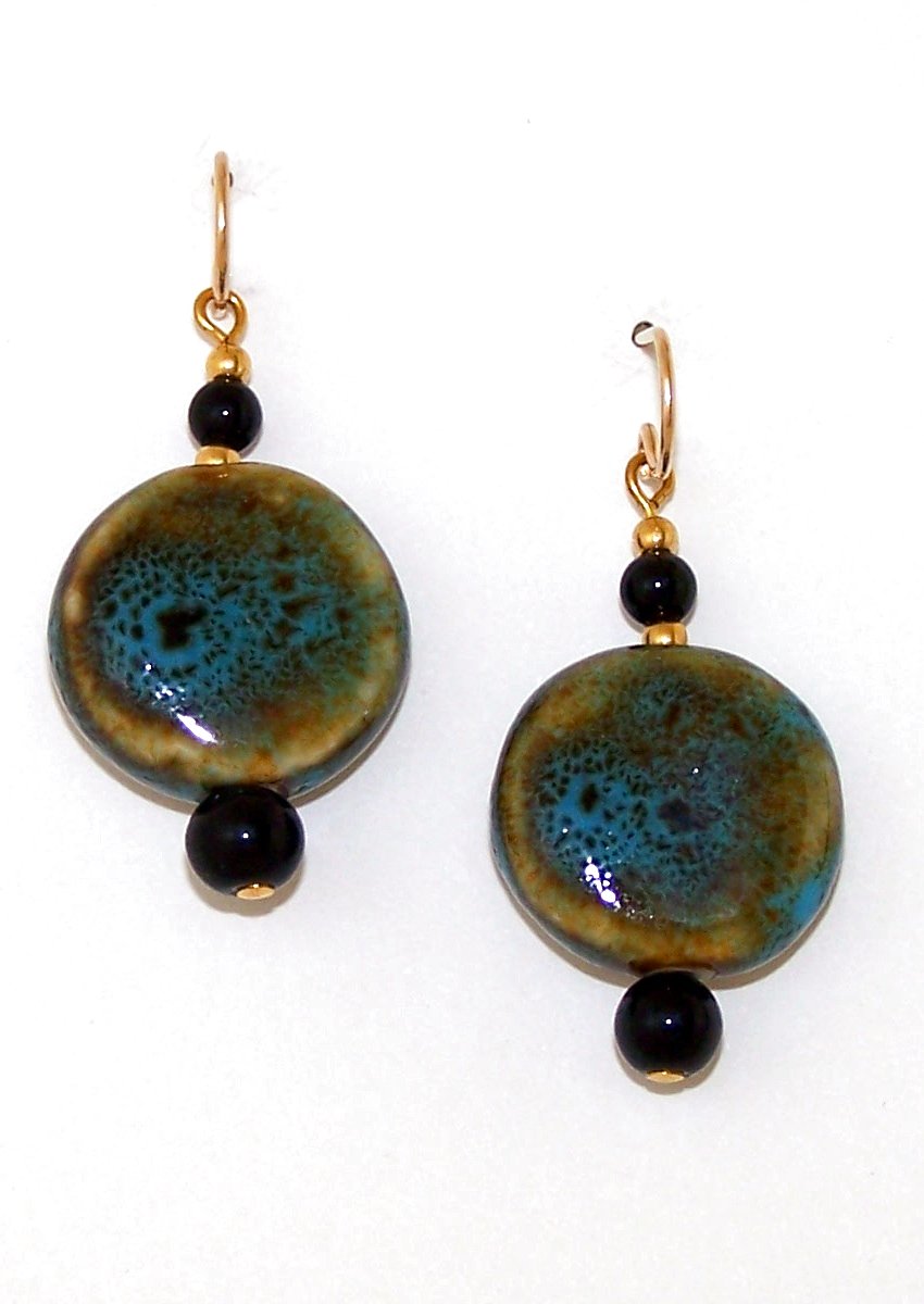 Chunky Disc Ceramic Beaded Earrings