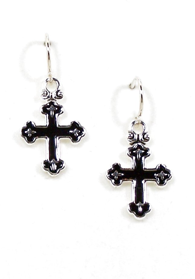 Black Cross Earrings