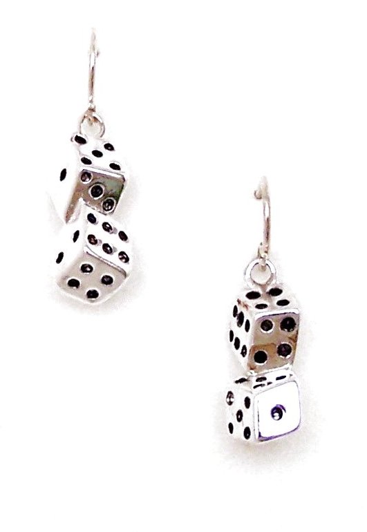 Sterling Silver Dice Earrings Gambler's Earrings