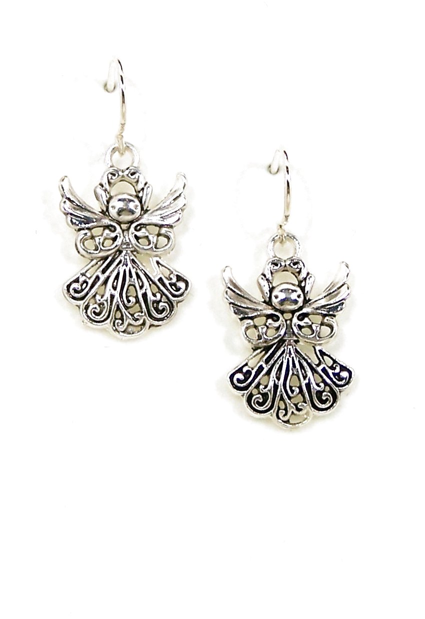 Christmas Angel Earrings Sterling Silver Filigree Angel Earrings