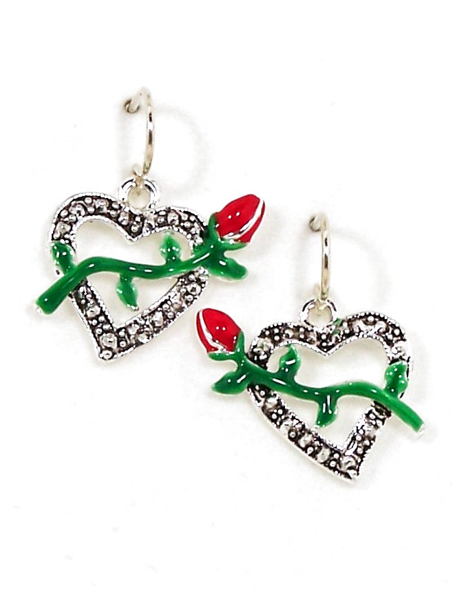 Heart Earrings Hearts & Roses Valentine's Day Earrings