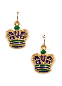 06-04-140  Mardi Gras Purple Crown Earrings