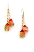 03-05-520 Millefiori Earrings, Yellow Chain Drop 