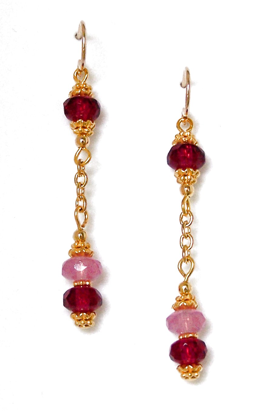 Pink and Fuchsia Crystal Dangle Earrings