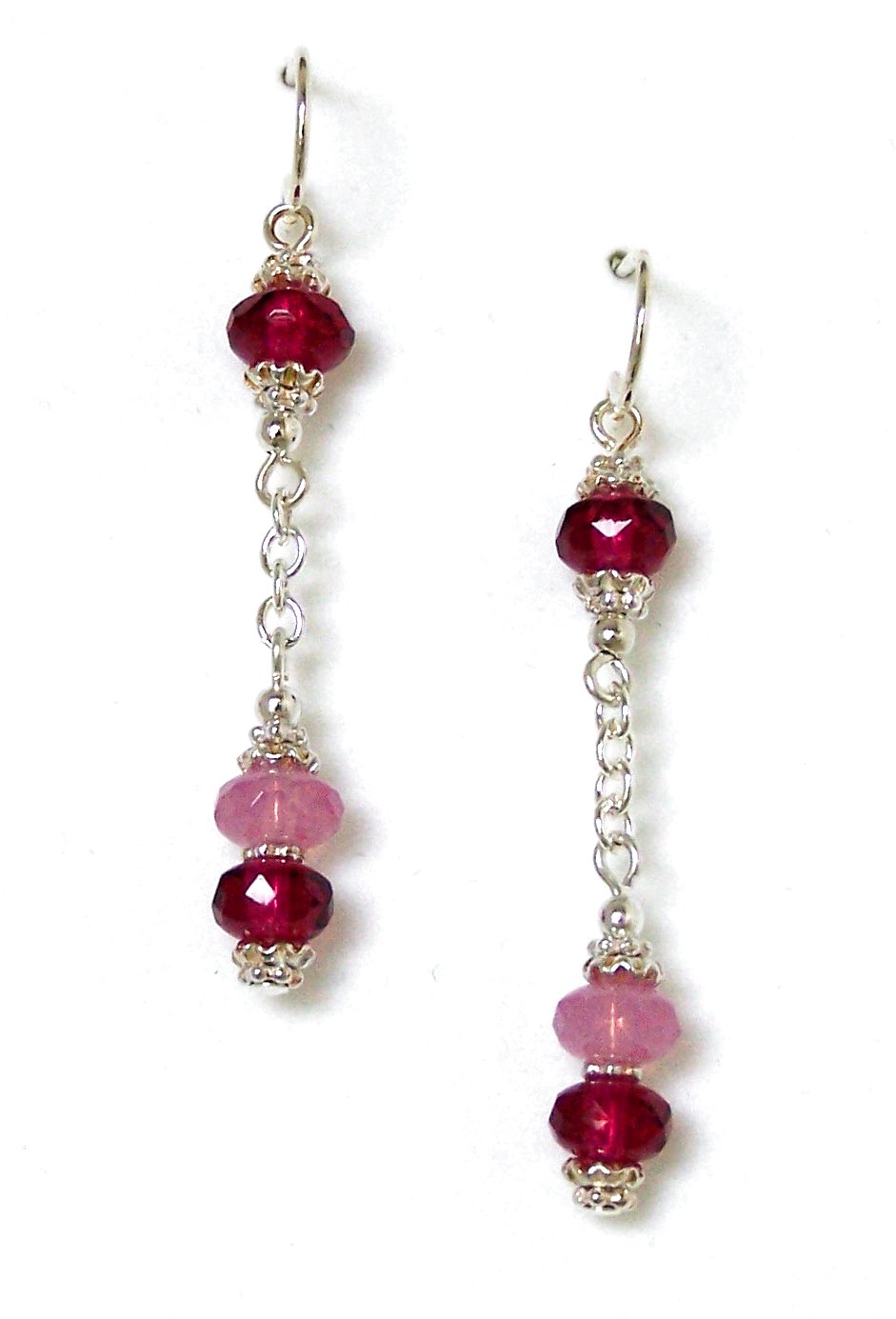 Pink and Fuchsia Crystal Dangle Earrings