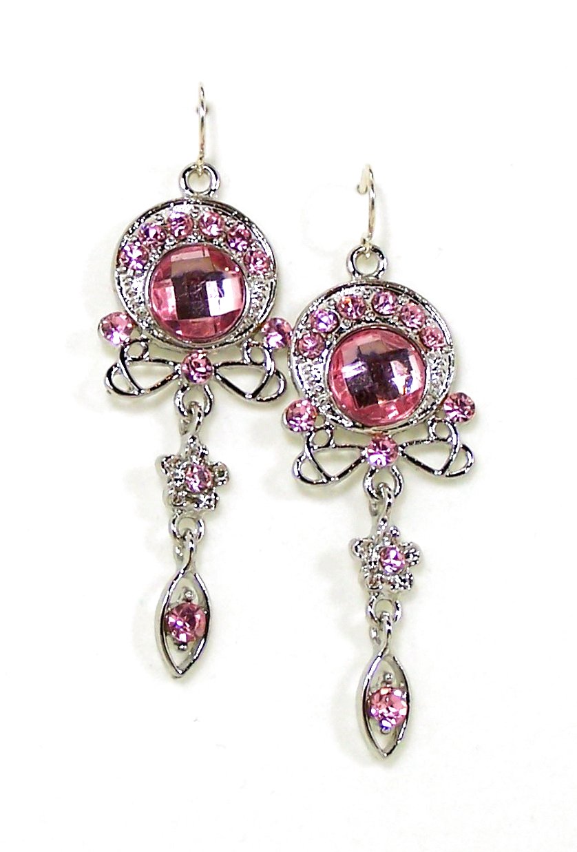 Pink Rhinestone Fashion Earrings