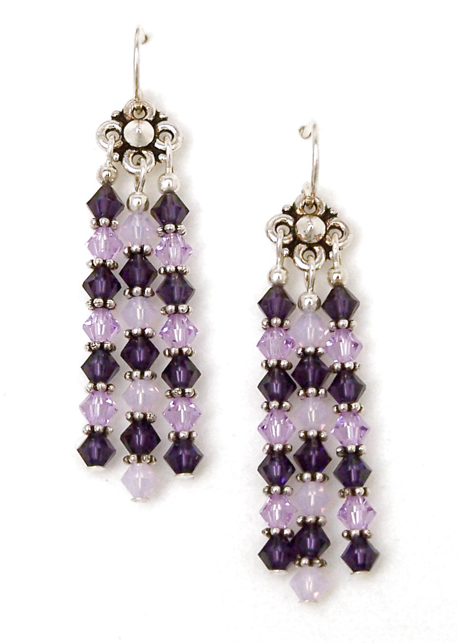 Purple Crystal Chandelier Earrings