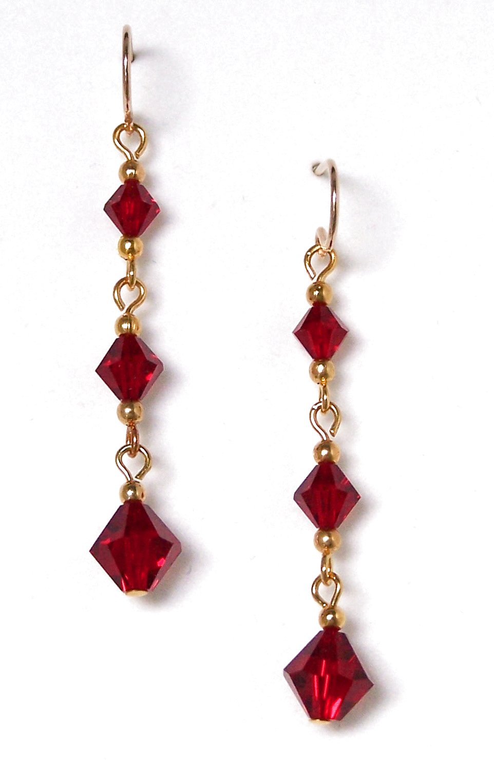 Red Crystal Earrings Siam Red Chain Drop Swarovski Crystal Earrings