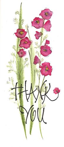 Holly Hocks Thank You Bookmark
