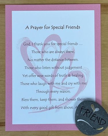 NEW! Friends Prayer Card with hand painted Lake Superior stone