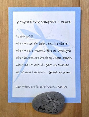 'Comfort & Peace' Prayer Card with hand painted Lake Superior stone