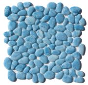 Aqua Blue Gloss Finish Pebble Glass Mosaic