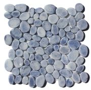 Blue Grey Matt Finish Pebble Glass Mosaic