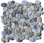 Multi Grey and Tan Matt Finish Pebble Glass Mosaic