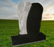 310 MTS Jet Black Granite Leaning Angel Upright Monument 310 MTS Jet Black Granite Leaning Angel Upright Monument