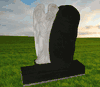 310 MTS Jet Black Granite Leaning Angel Upright Monument