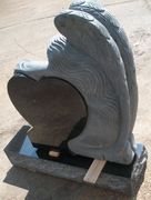 AN-01 Jet Black Granite Carved Angel Monument Back View