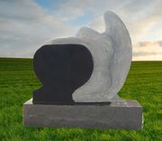 Back Side of STM003F Jet Black Carved Angel and Heart Memorial Back Side of STM003F Jet Black Carved Angel and Heart Memorial