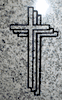 Cemetery Headstone 3D Cross Design on Gray Granite