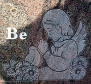 Cemetery Headstone Angel and Bird Corner Design on Paradiso Granite Cemetery Headstone Angel and Bird Corner Design on Paradiso Granite