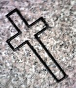 Cemetery Headstone Basic Cross Design on Gray Granite