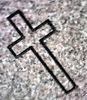 Cemetery Headstone Basic Cross Design on Gray Granite