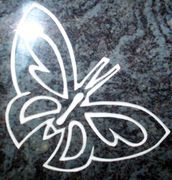Cemetery Headstone Butterfly Design on Bahama Blue Granite