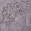 Cemetery Headstone Combination Cross, Flowers, and Border Design on Grey Granite