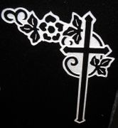 Cemetery Headstone Cross and Rose Design on Black Granite Cemetery Headstone Cross and Rose Design on Black Granite