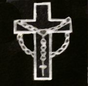 Cemetery Headstone Cross-Rosary Design on black granite Cemetery Headstone Cross-Rosary Design on black granite