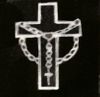 Cemetery Headstone Cross-Rosary Design on black granite