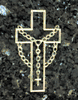 Cemetery Headstone Cross with Rosary Design on Blue Pearl Granite