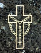 Cemetery Headstone Cross with Rosary Design on Blue Pearl Granite