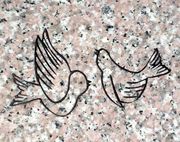 Cemetery Headstone Double Dove Design on Anxi Granite