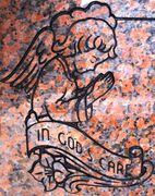 Cemetery Headstone In God's Care Angel Design on Marble Red Granite