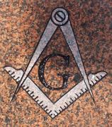 Cemetery Headstone Mason Symbol on Balmorial red granite