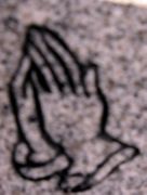 Cemetery Headstone Praying Hands Design on China Pink Granite