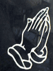 Cemetery Headstone Praying Hands Design on Jet Black Granite Cemetery Headstone Praying Hands Design on Jet Black Granite