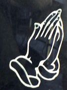 Cemetery Headstone Praying Hands Design on Jet Black Granite Cemetery Headstone Praying Hands Design on Jet Black Granite