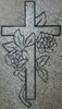 Cemetery Headstone Rose and Cross Engraving on Gray Granite
