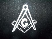 Cemetery Headstone Sandblasted Mason Symbol on Black Granite