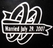 Cemetery Headstone Wedding Band with Banner Design on Jet Black Granite