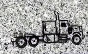 Cemetery Memorial Big Truck Design on Gray Granite