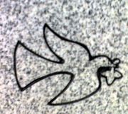 Cemetery Memorial Dove with Flower Design on Grey Granite