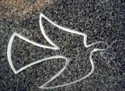 Cemetery Monument Child, Lamb, and Dove Corner Design Part 2 on Dark Gray Granite